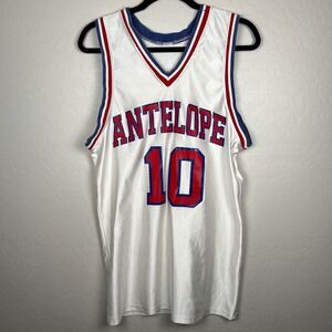 VTG SM‎ Athletics Antelope Basketball Jersey Number 10 Sleeveless White Sz M